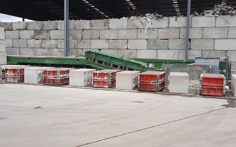 recyclingblokken voor betonafval
