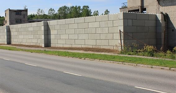 clôture en blocs de lego en béton